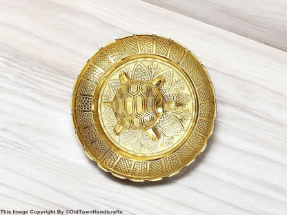 Vastu Feng Shui Brass Tortoise Plate Good Luck Career Health Home & Office