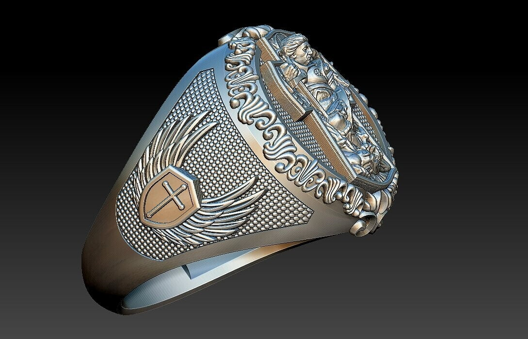 St Michael Archangel Ring 925 Sterling Silver San Miguel Amulet Men Gift US5~ 15