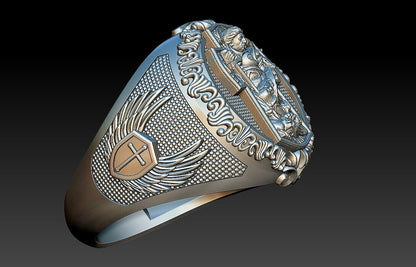 St Michael Archangel Ring 925 Sterling Silver San Miguel Amulet Men Gift US5~ 15