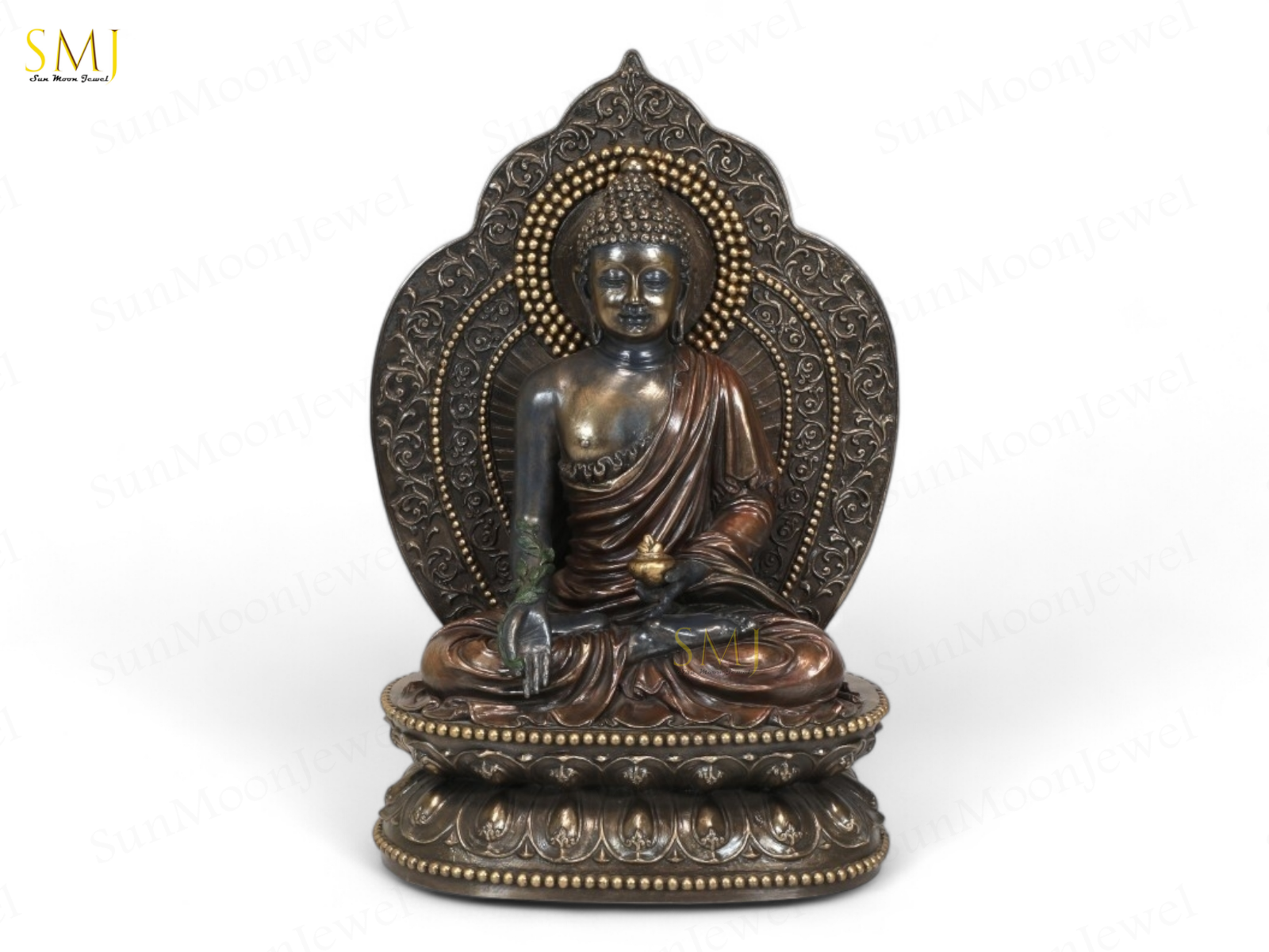 Copper Finish Buddha Statue Buddha Amitabha Figurine for Home & Temple Decor
