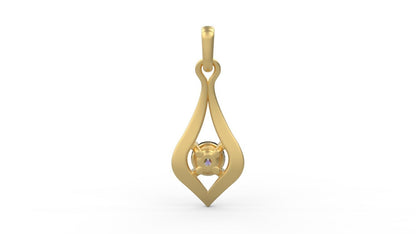 Round Cut Cubic Zircon Women Necklace Pendant Brass Solitaire Women Jewelry Gift