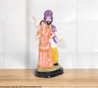 Polystone Bhangra Couple 11" Punjabi Culture Statue Home Office Decor Showpiece