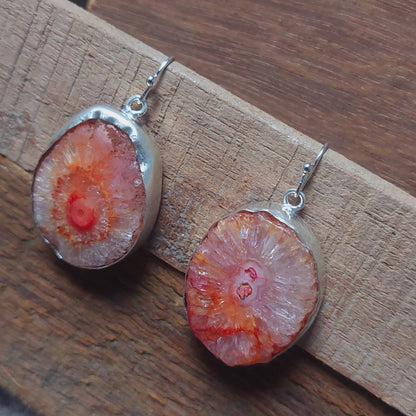 Pink Solar Quartz Gemstone 925Sterling Silver Earring Handmade Jewelry For Women