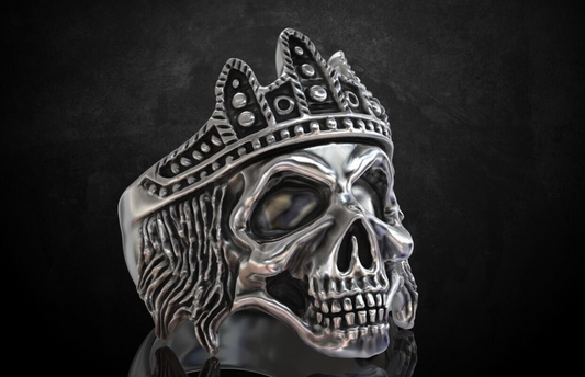Biker Rider King Monarch Gothic Skull Crown Ring 925 Silver Skull Ring US5-15