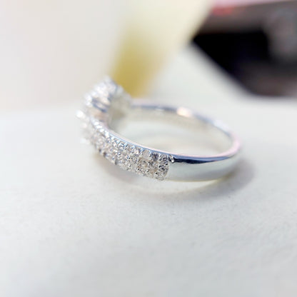 Halo Moissanite Flower Ring Lab Grown Silver Ring for Women Wedding Gift US5-15