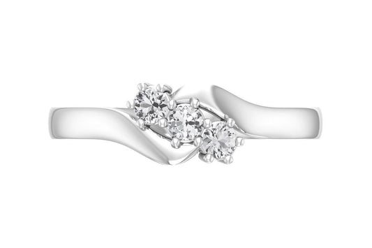 Three Simulant Moissanite Round Cut Bypass Ring 925 Silver Wedding Gift US5~ 15