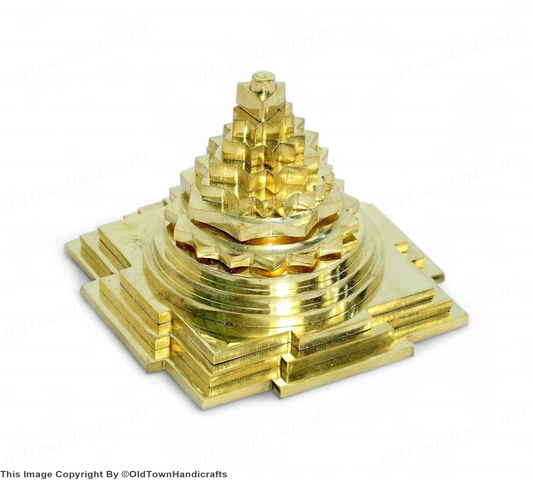 Brass Meru Shree Yantra Solid Puja Decor for Home Office Prosperity Shree Yantra