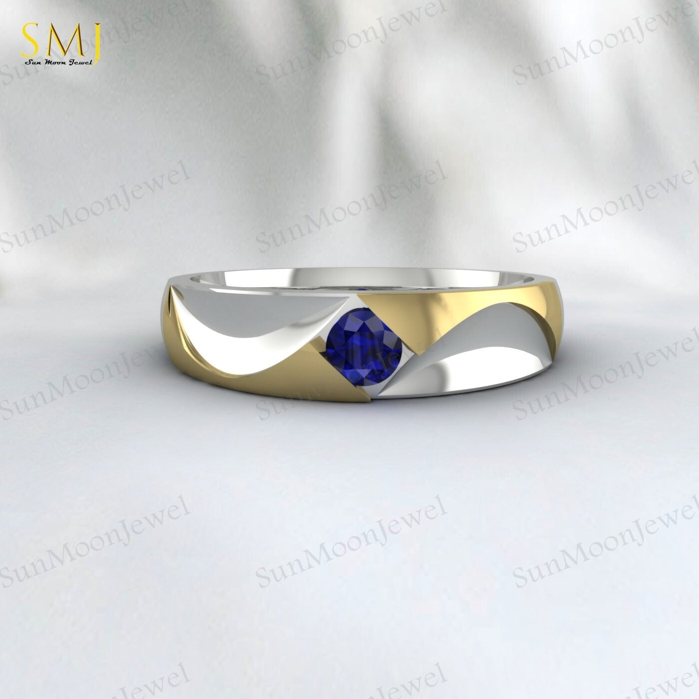 Two Tone Engagement Rings For Couples Lab Created Blue Sapphire Rings 925 Silver