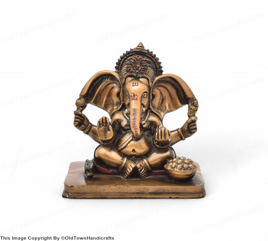 Handcrafted Ganesh Ji Murti 5x4 Inch Polyresin Idol for Home & Car Dashboard