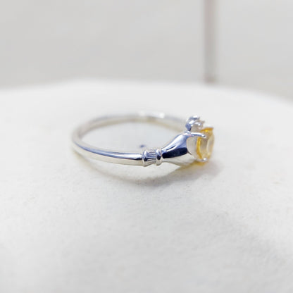 Claddagh Heart Citrine Ring Simulated Birthstone Women Silver Ring Gift Us5~ 15