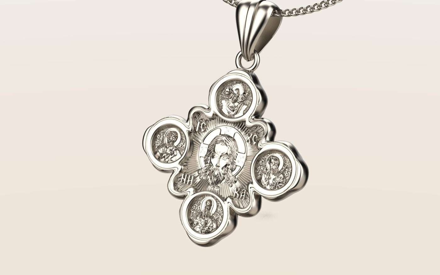925 Sterling Silver Orthodox Jesus Cross Medal Pendant Necklace Unisex Gift