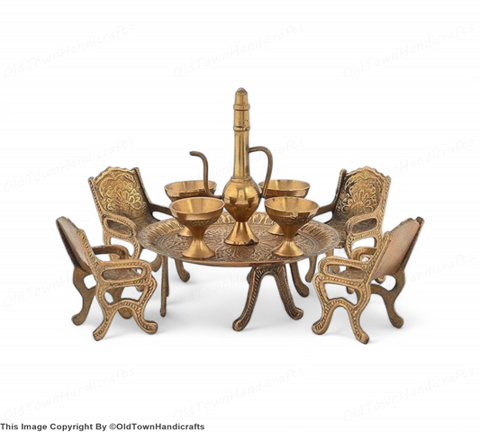 Royal Brass Vintage Dining Table Set Antique Rajasthani Decorative Showpiece