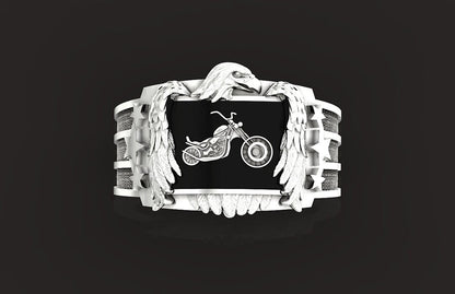 925 Silver Eagle Biker Ring Gothic Punk Signet Ring US5~15 Vintage Style Ring