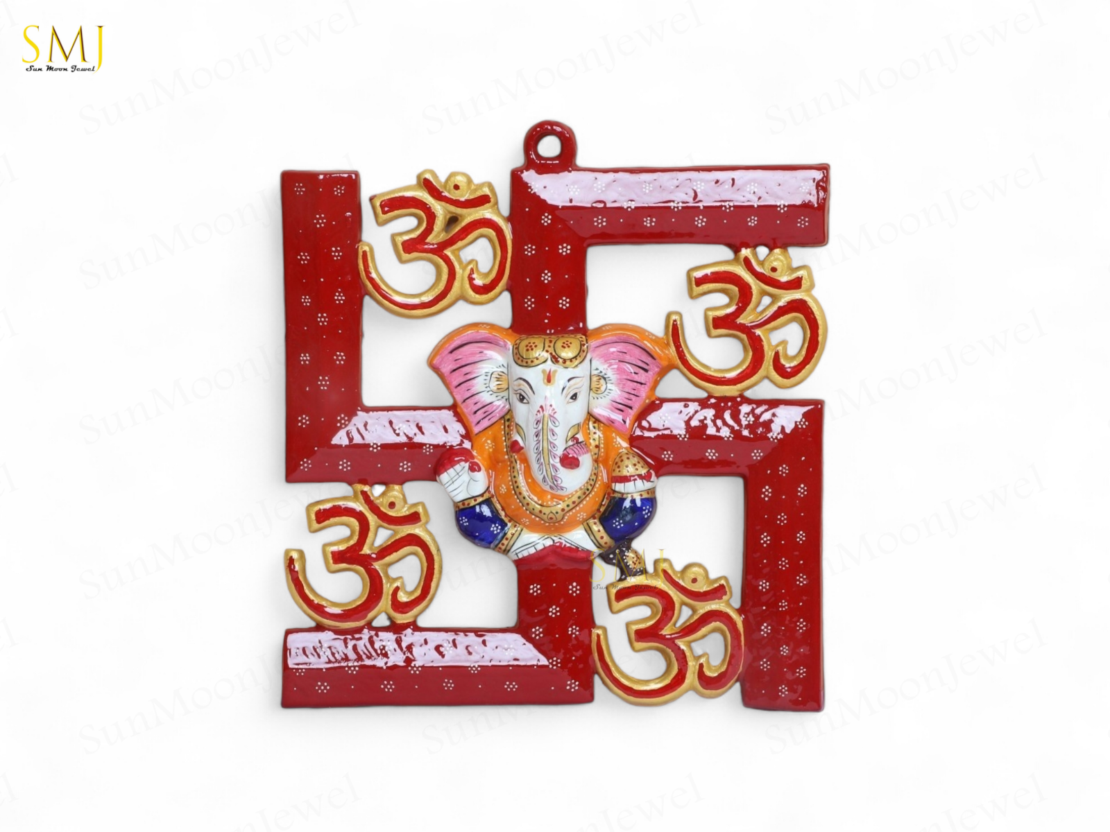 Metal Crafted Swastik Ganesh Wall Hanging Om Symbol Lord Ganesha Decor  Swastik