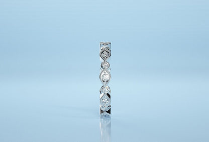 Silver Round Moissanite Eternity Wedding Anniversary Ring Band Women US5-15 Gift