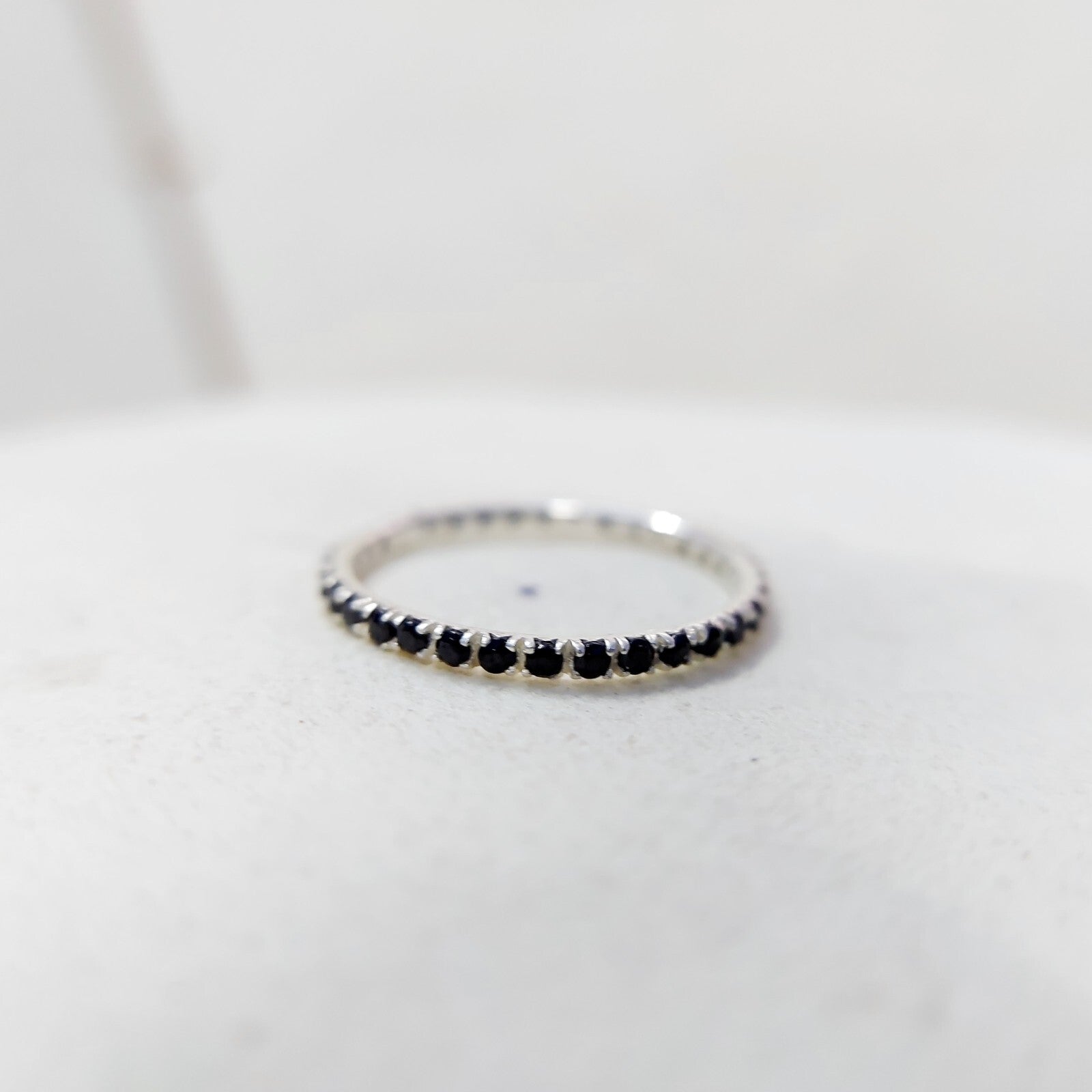 Black Onyx Gemstone Silver Handmade Eternity Engagement Women Gift Ring Us5~15