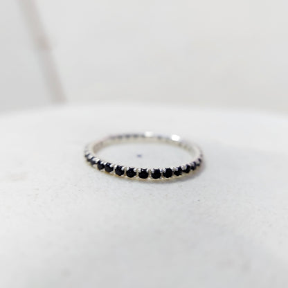 Black Onyx Gemstone Silver Handmade Eternity Engagement Women Gift Ring Us5~15