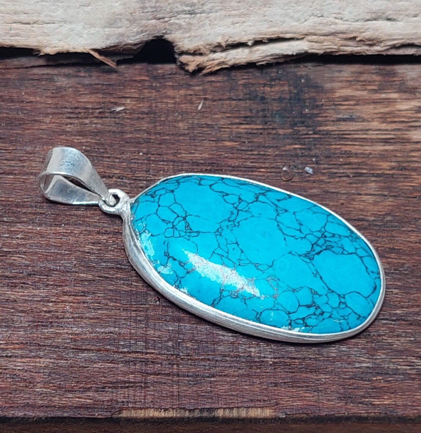Turquoise Gemstone Sterling Silver Pendant Necklace For Women,Anniversary Gift