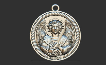 Saint Michael Archangel Medal Pendant Silver Religious Protection Necklace Gift