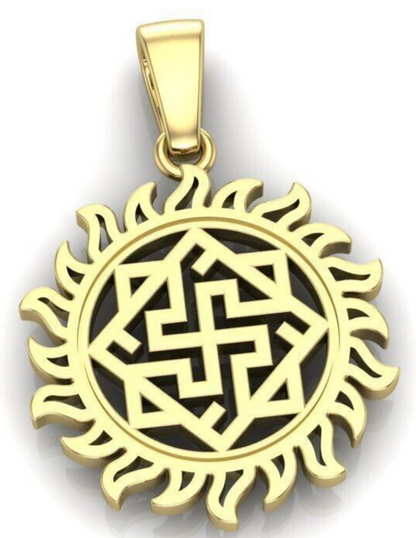 Buddhist Swastika Pendant Brass Necklace Spiritual Hindu Sacred Geometry Amulet