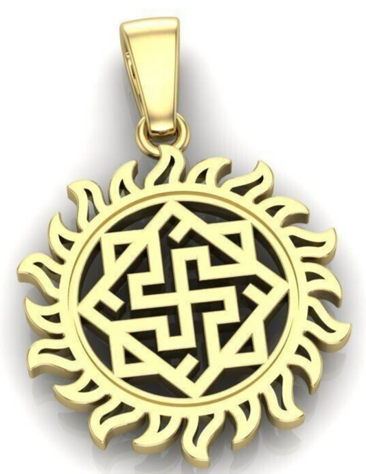 Buddhist Swastika Pendant Brass Necklace Spiritual Hindu Sacred Geometry Amulet