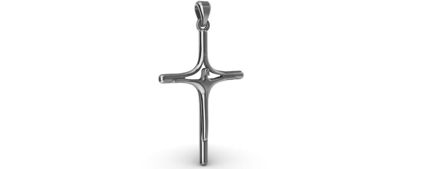 925 Sterling Silver Stylized Cross Jesus Pendant Cross Necklace Wedding Gift