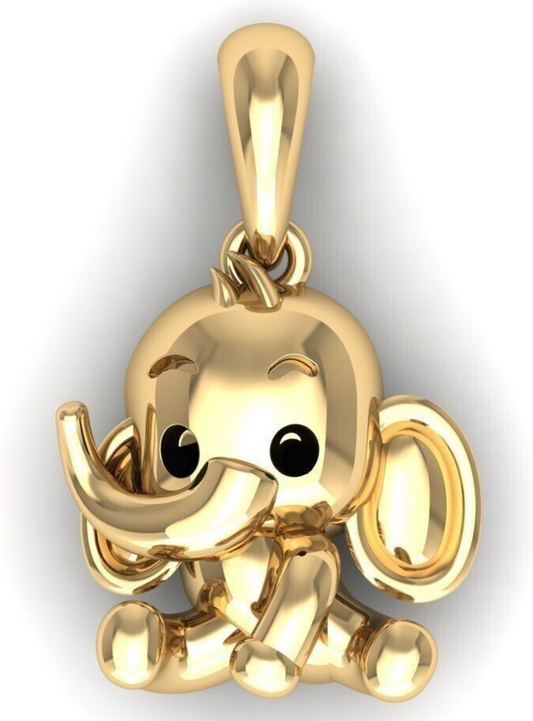 Brass Baby Elephant Pendant Baby Jewelry Gift Animal Charm Elephant Necklace