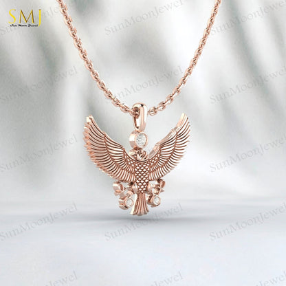 American Eagle Pendant 925 Silver CZ Eagle Necklace Men Biker Chain Gift US5~15