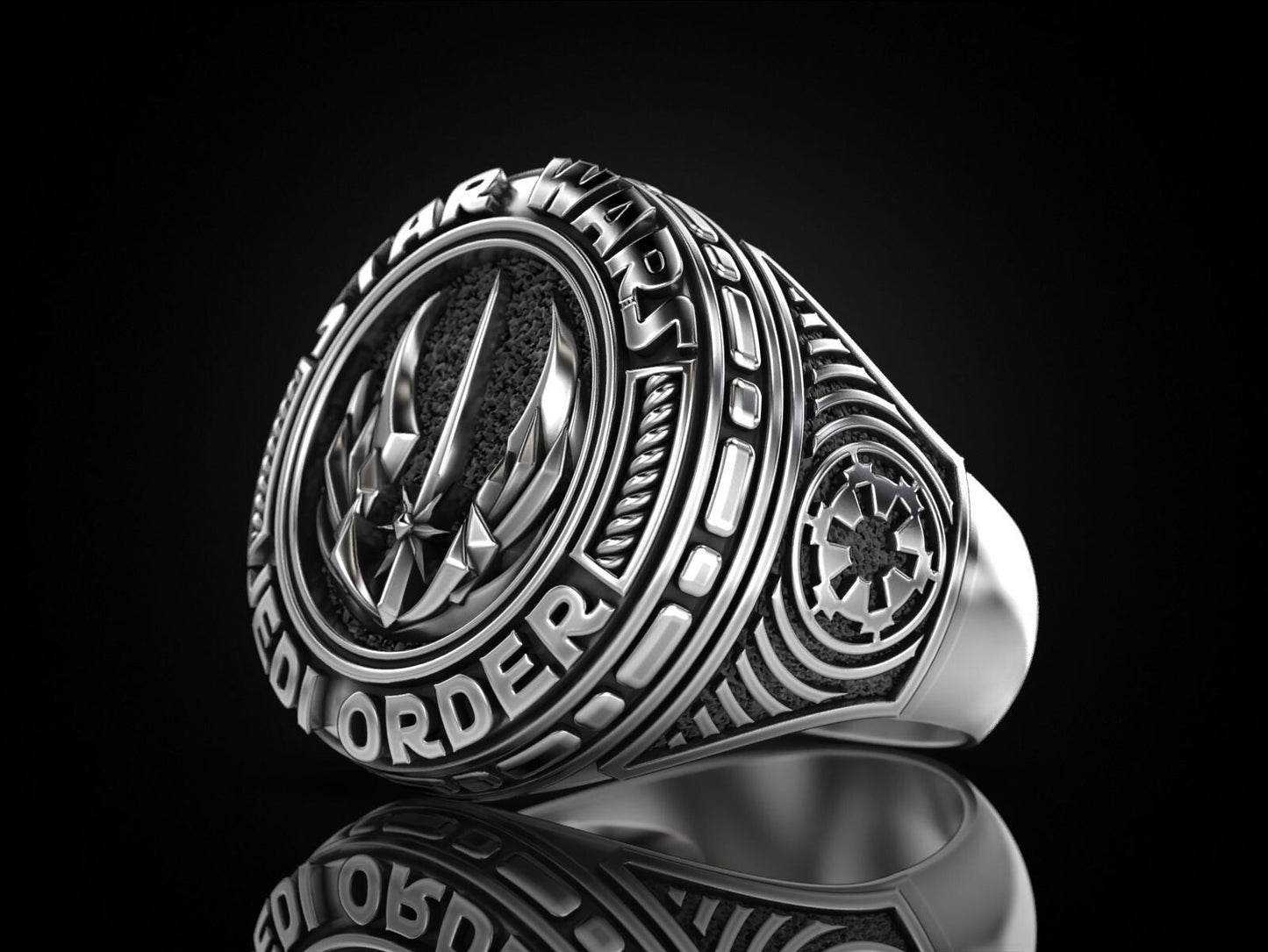 Star Trek Star Wars Jedi Order 925 Silver Vulcan Biker Ring US5-15 Unisex Ring