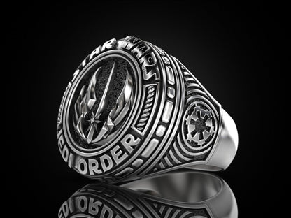 Star Trek Star Wars Jedi Order 925 Silver Vulcan Biker Ring US5-15 Unisex Ring