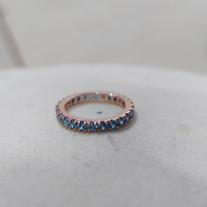 Eternity Topaz Band London Blue Topaz Gemstone Wedding Band Silver Ring Us5~15