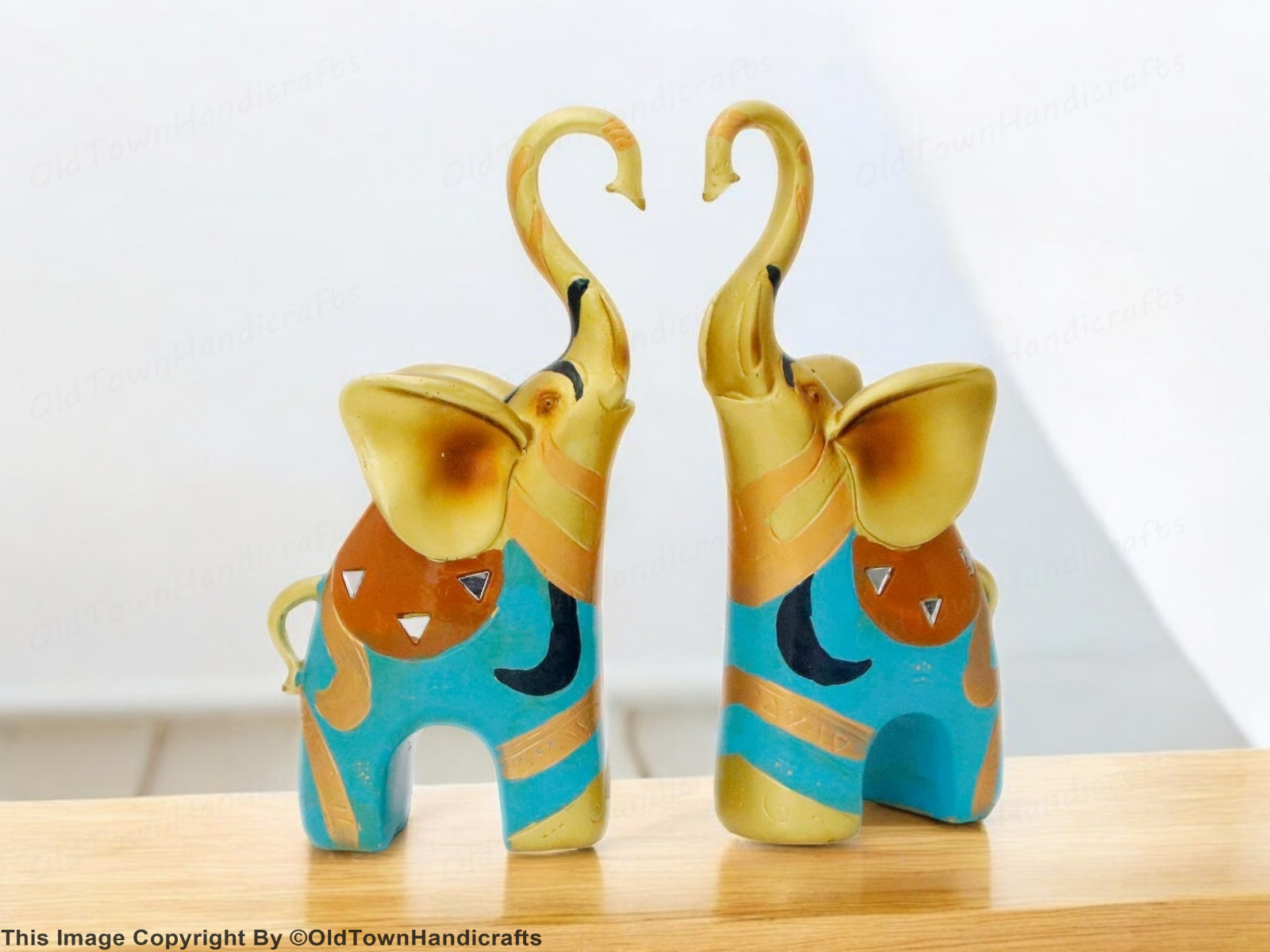 Trunk Up Elephant Statues Couple Figurines for Home Decor Gifts Good Luck