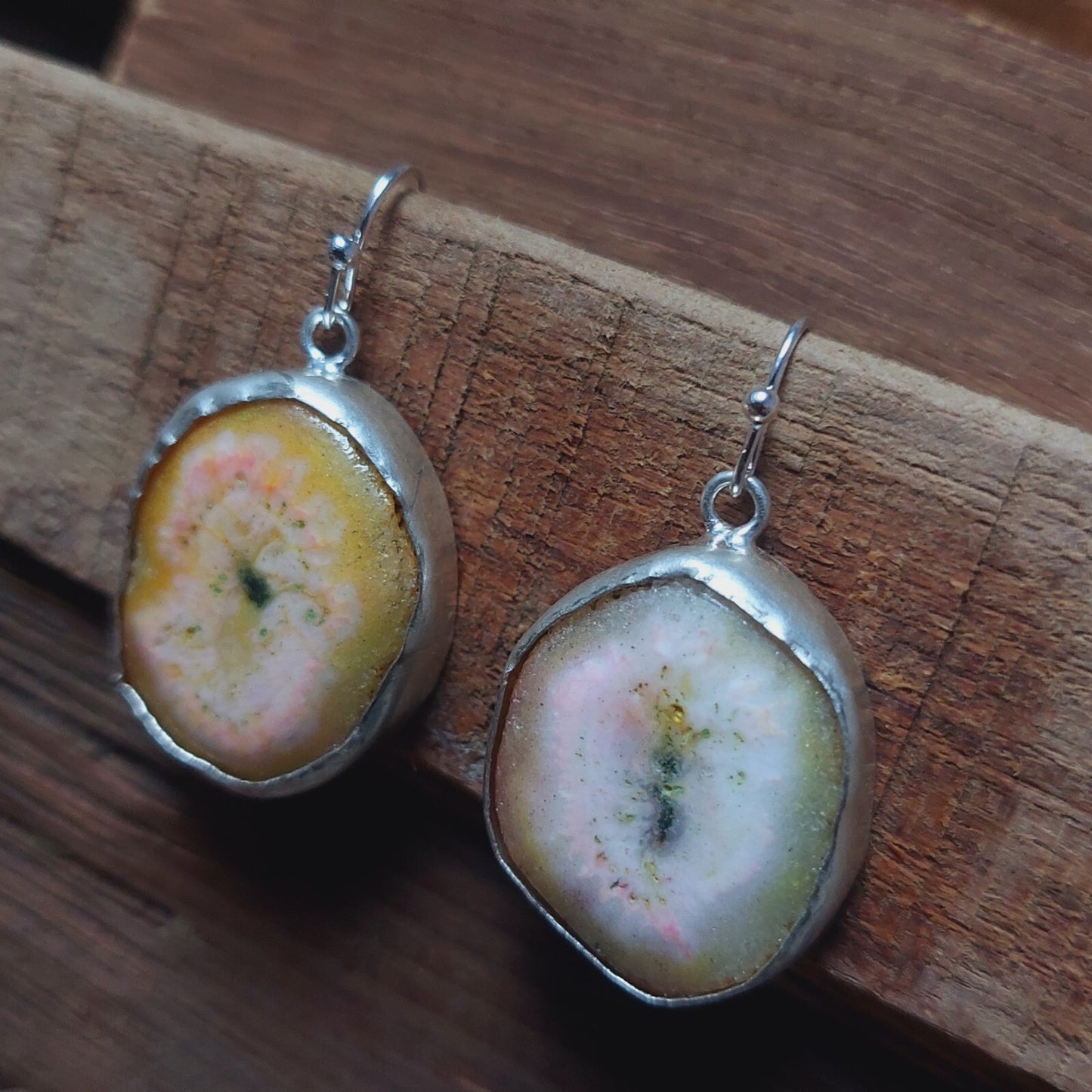 Unique Natural Color Solar Quartz 925 Sterling Silver Handmade Drop Earrings