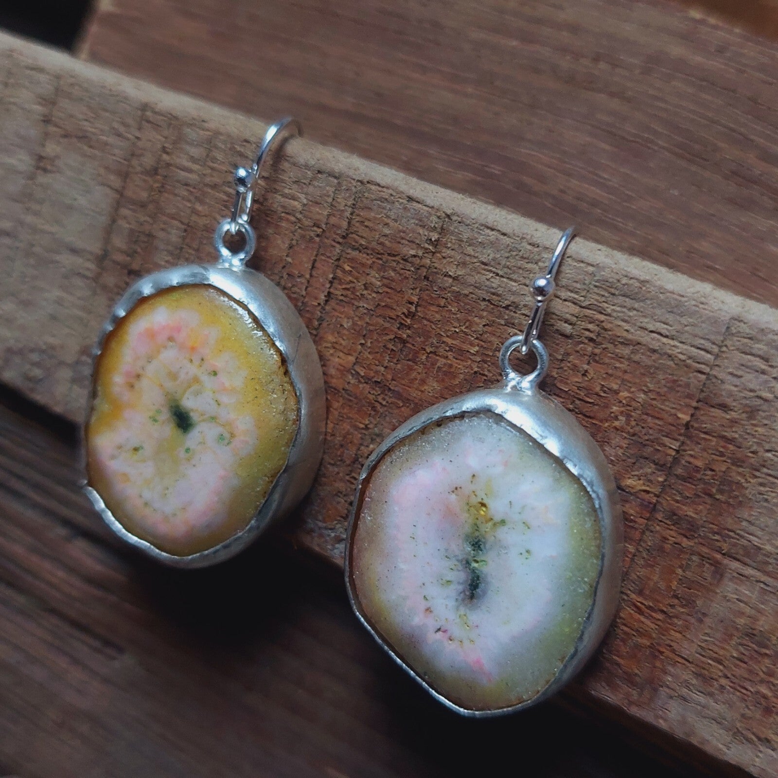 Unique Natural Color Solar Quartz 925 Sterling Silver Handmade Drop Earrings