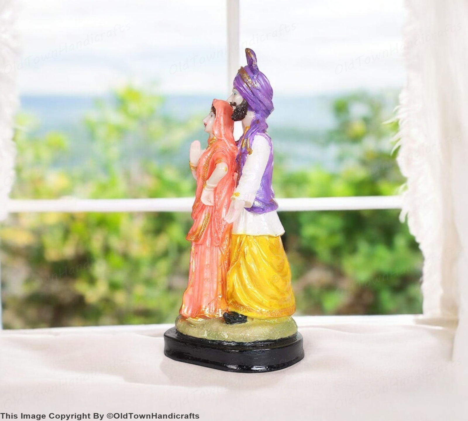Polystone Bhangra Couple 11" Punjabi Culture Statue Home Office Decor Showpiece