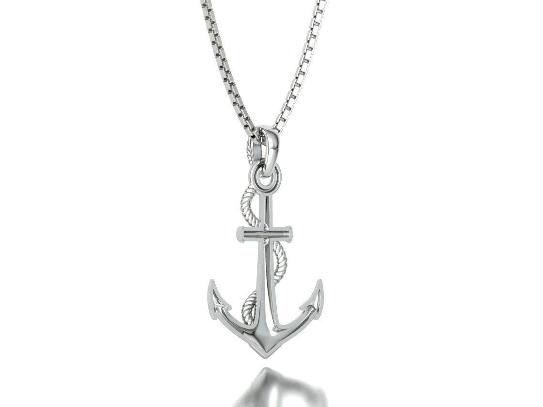 925 Silver Nautical Anchor Pendant Anchor And Rope Necklace For Men Women Gift