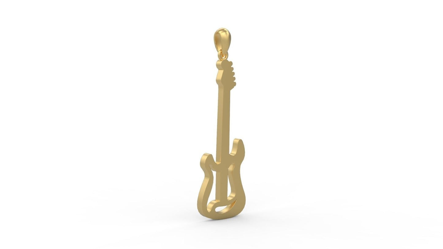 Handmade Brass Guitar Pendant Necklace Rock Roll Music Gift For Guitar Players