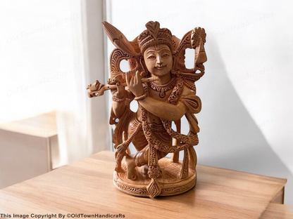 Krishana Murti Handcrafted 5 Inch Krishan ji Wooden Murti Indian Decor & Gift