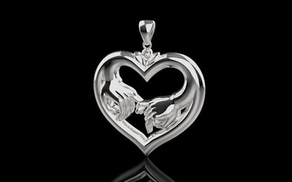Couple Hand Heart Pendant 925 Sterling Silver Heart Necklace Gift For Friend