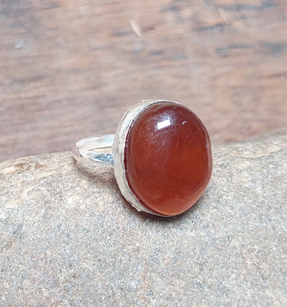Delicate Womens Red Carnelian Gemstone 925 Sterling Silver Rings, Everyday Rings
