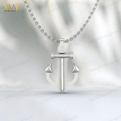 925 Silver Anchor Necklace For Men Groomsmen Gift Men's Necklace Silver Nautical