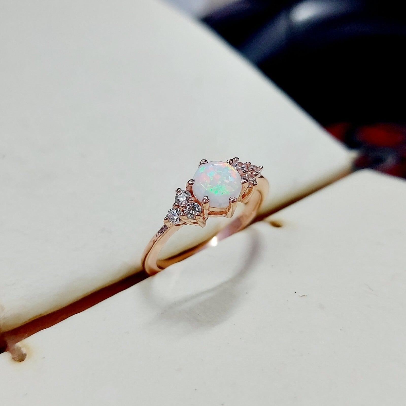 Natural Opal Round Cut Moissanite Engagement Wedding Women Silver Ring US5~15