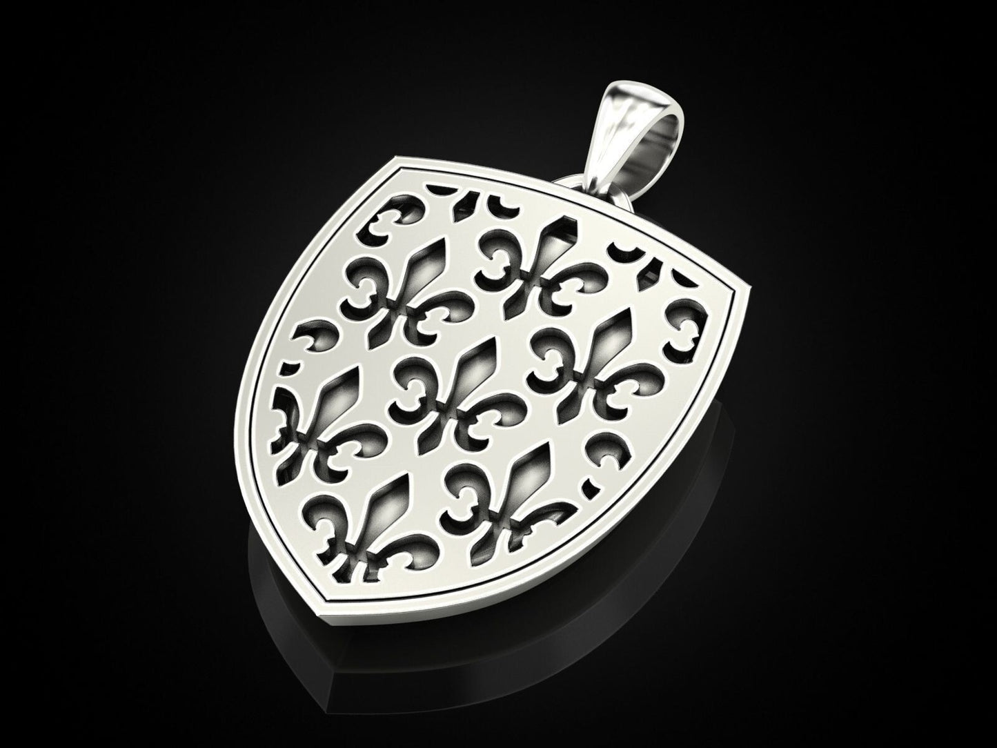 Skull Shield Pendant Men Gothic Silver King Skull With Crown Necklace Charm Gift