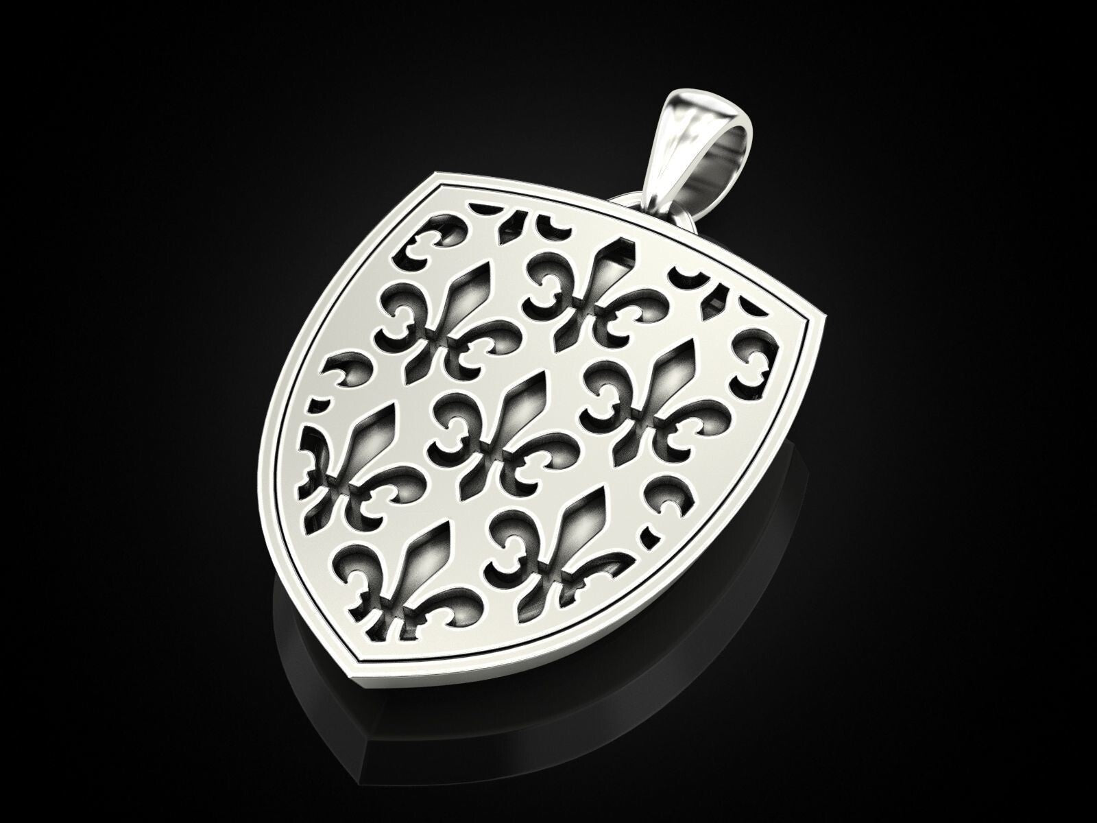 Skull Shield Pendant Men Gothic Silver King Skull With Crown Necklace Charm Gift