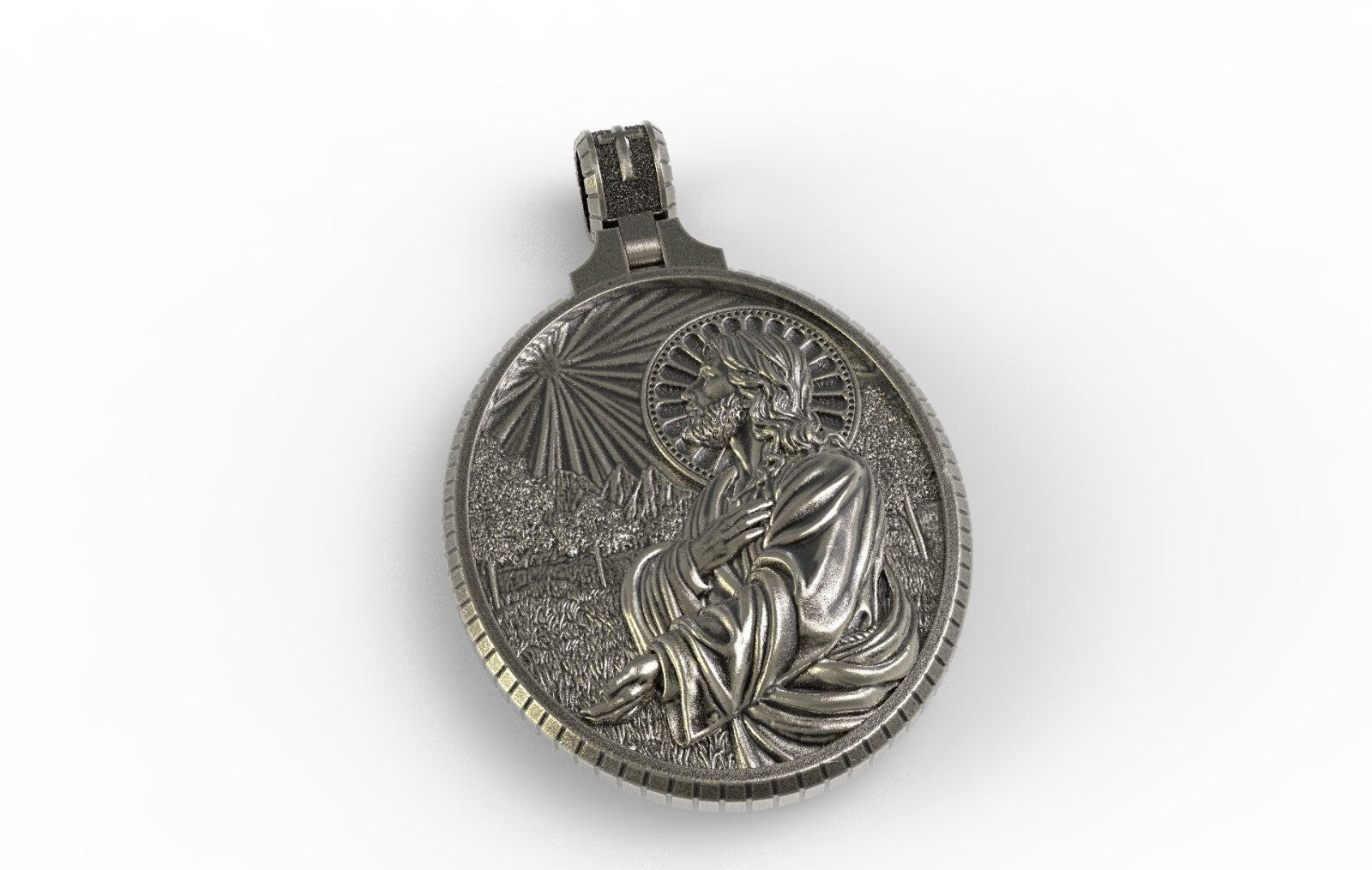 Solid 925 Silver Jesus Pendant Necklace Jesus Medal Gift for Men and Women
