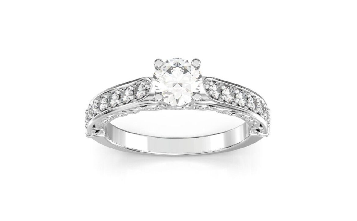 Snowflake Moissanite Halo Engagement Ring Vintage Dainty Engagement Band US5~15