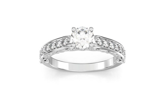 Snowflake Moissanite Halo Engagement Ring Vintage Dainty Engagement Band US5~15
