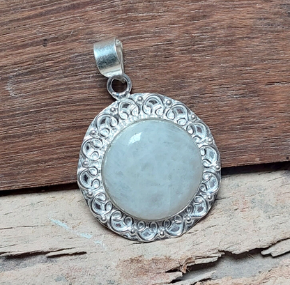 Rainbow Moonstone 925 Silver Pendant,Boho Pendant,Victorian Lucky Charm Pendant
