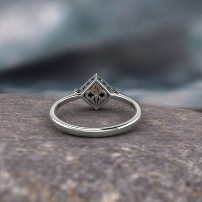 Natural Princess Cut Red Garnet Solitaire Ring 925 Sterling Silver Ring Vintage