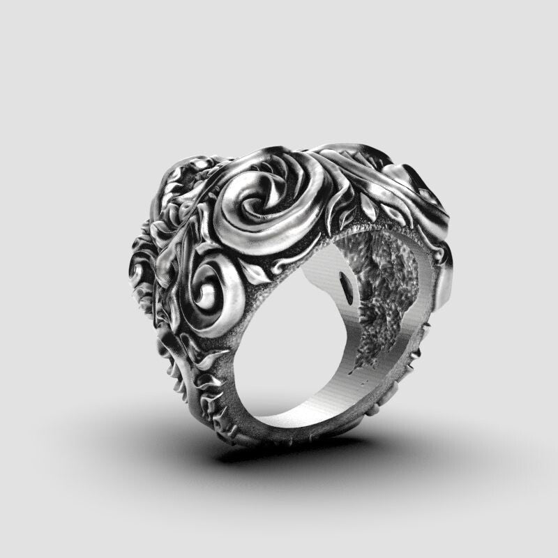 King Baby Studio Large Full Baroque Skull Ring Fine Silver Wedding Ring US5~15